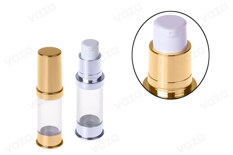 Airless σωληνάριο για κρέμα 5 ml χρυσό / ασημί-εικόνα_προϊοντική
