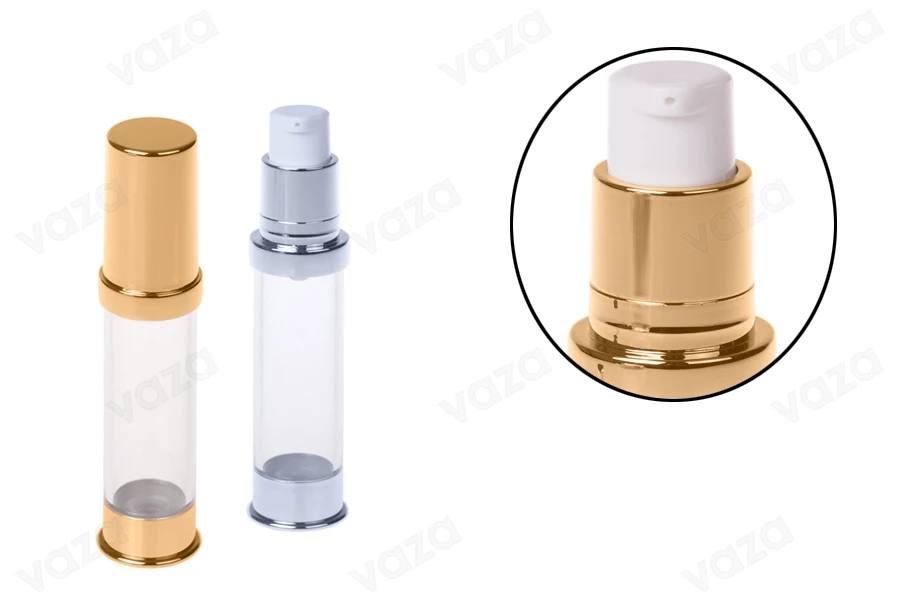 Airless σωληνάριο για κρέμα 10 ml χρυσό / ασημί-εικόνα_προϊοντική