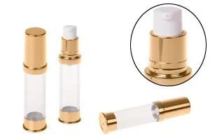 Airless σωληνάριο για κρέμα 10 ml χρυσό / ασημί-5