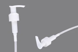 Weiße, plastische Pumpe mit Sicherheitverschluss für Schampoo, Creme oder Lotion PP24-1