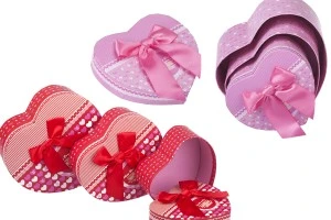 Boîte en papier avec nœud de ruban en forme de cœur – lot de 3 pièces (S-M-L)-1