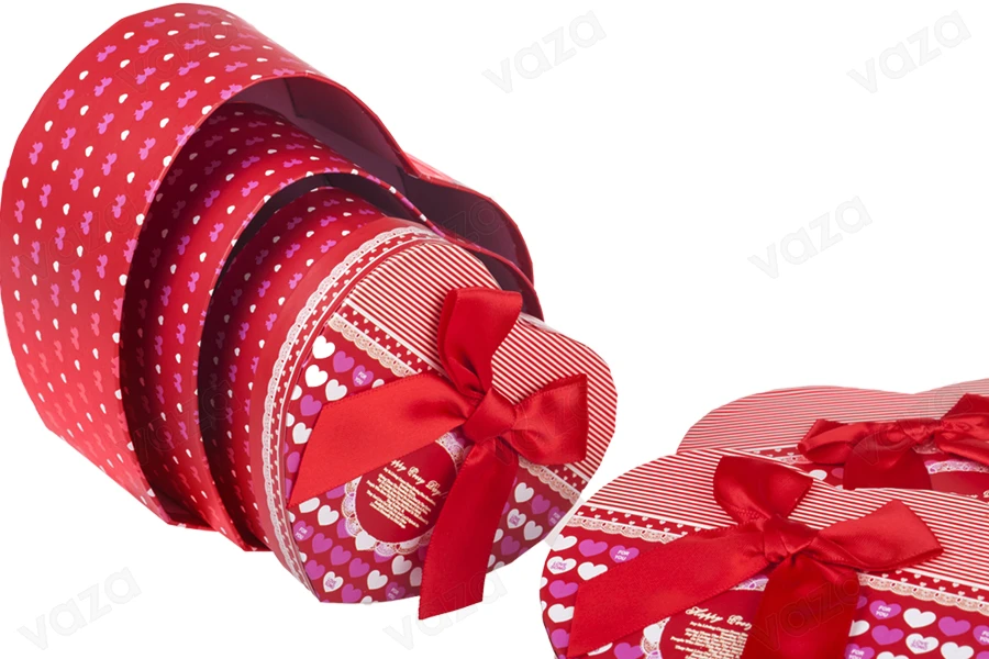 Heart-shaped paper box with bow - set 3 pcs (S-M-L)-image_group