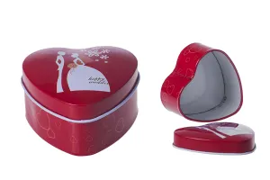 Boîte en aluminium avec un dessin représentant un mariage en forme de cœur-1