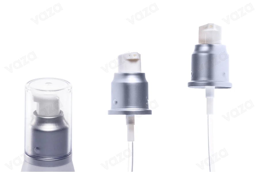Aluminum cream pump with PP24/410 finish and transparent cap-image_product