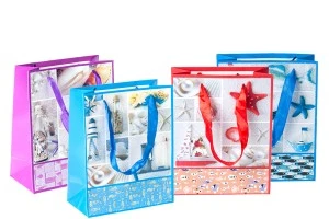 Sac cadeau plastifié avec poignée en satin 170 x 85 x 210 mm-1