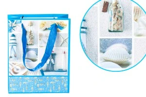 Sac cadeau plastifié avec poignée en satin 170 x 85 x 210 mm-2