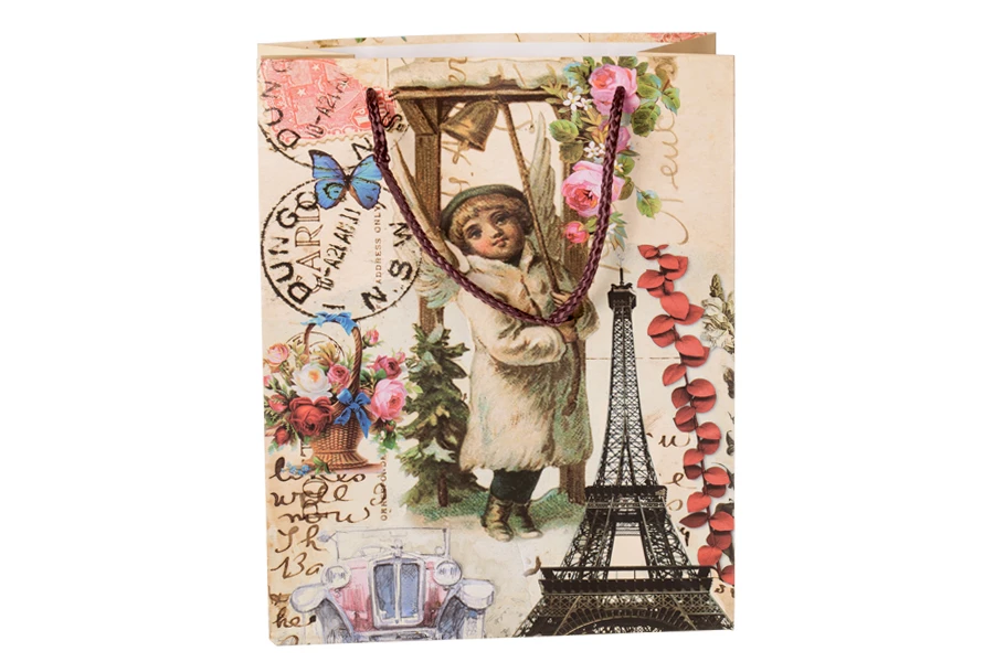Sac cadeau plastifié avec motif la Tour Eiffel avec cordon 210 x 100 x 260 mm Sac cadeau plastifié avec motif la Tour Eiffel avec cordon 210 x 100 x 260 mm