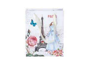 Sac cadeau plastifié avec motif la Tour Eiffel avec poignée en satin 170 x 85 x 210 mm-2