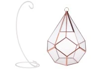 Photophore suspendu en verre pour bougie avec support métallique Photophore suspendu en verre pour bougie avec support métallique