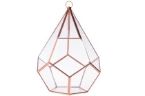 Photophore suspendu en verre pour bougie avec support métallique Photophore suspendu en verre pour bougie avec support métallique