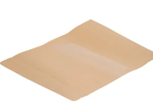 Standbodenbeutel Kraftpapier, Doy-Pack mit Sichtfenster, Druckverschluss und innere und äußere transparente Auskleidung, 200x50x300mm -100 Stücke-3