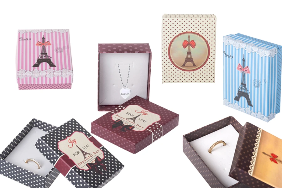 Boîte d'emballage en papier pour bijoux - lot de 12 pièces (Petit) Boîte d'emballage en papier pour bijoux - lot de 12 pièces (Petit)