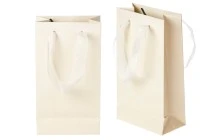 Laminated paper gift bag with a 2 cm sheer organza ribbon handle in different colour shades Laminated paper gift bag with a 2 cm sheer organza ribbon handle in different colour shades