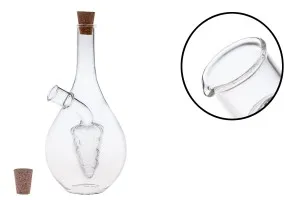 Zweiteilige Glasflasche 480ml in einer Traube Form mit 2 konischen Naturkorken, handgemacht aus mundgeblasenes Glas-1