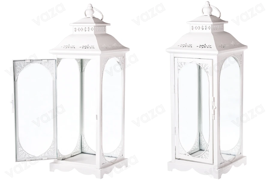 Decorated metal lantern with glass windows, 3 piece set in size S-M-L-image_group