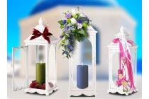 Metallische Laterne, ziseliert mit Fenstern aus Glas, Set aus 3 Laternen S-M-L
