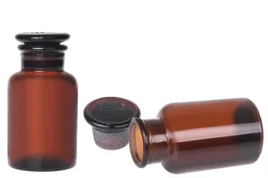 Flacon de pharmacie en couleur caramel avec bouchon en verre 125ml-1