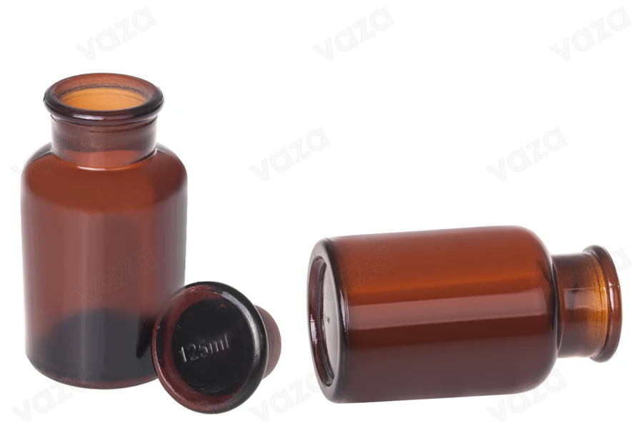 Apothekerflaschen braun mit Glas-Deckel 125ml-εικόνα_διαστάσεις
