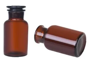 Flacon de pharmacie en couleur caramel avec bouchon en verre 250ml-3