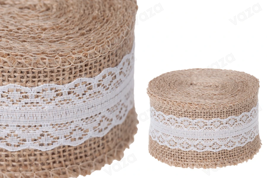 Juteband mit Spitze, Breite: 55mm (4.30m je Stück)-produktbild