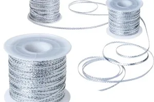 Decorative metallic thread cord, 3 mm wide in gold or silver (one piece is 100 m long)-2
