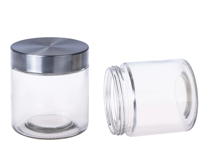 800ml glass jar with stainless steel lid in size 110x115 mm