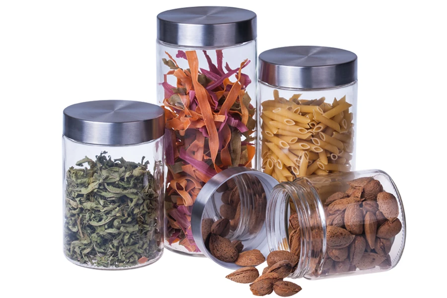 800ml glass jar with stainless steel lid in size 110x115 mm