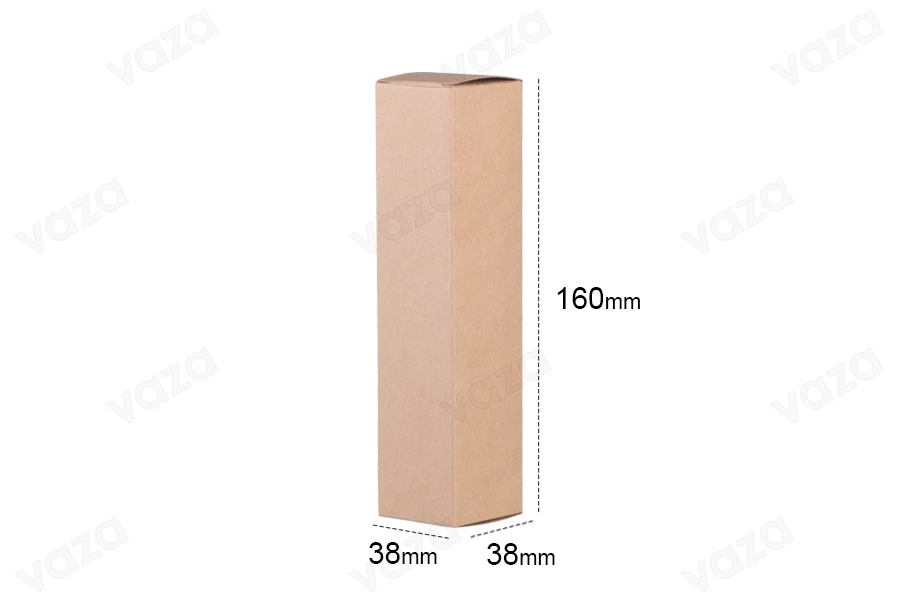 Κουτάκι χάρτινο 38x38x160 mm κραφτ οικολογικό  - 20 τμχ-εικόνα_διαστάσεις