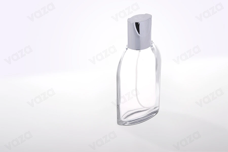 Flacon en verre 100 ml avec vaporisateur en aluminium argenté et couvercle Flacon en verre 100 ml avec vaporisateur en aluminium argenté et couvercle-photo_groupe