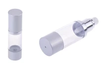 Flacon airless pour mélanges aqueux 30 ml avec corps en plastique transparent, base et couvercle en aluminium de couleur MAT argentée-photo_dimensions