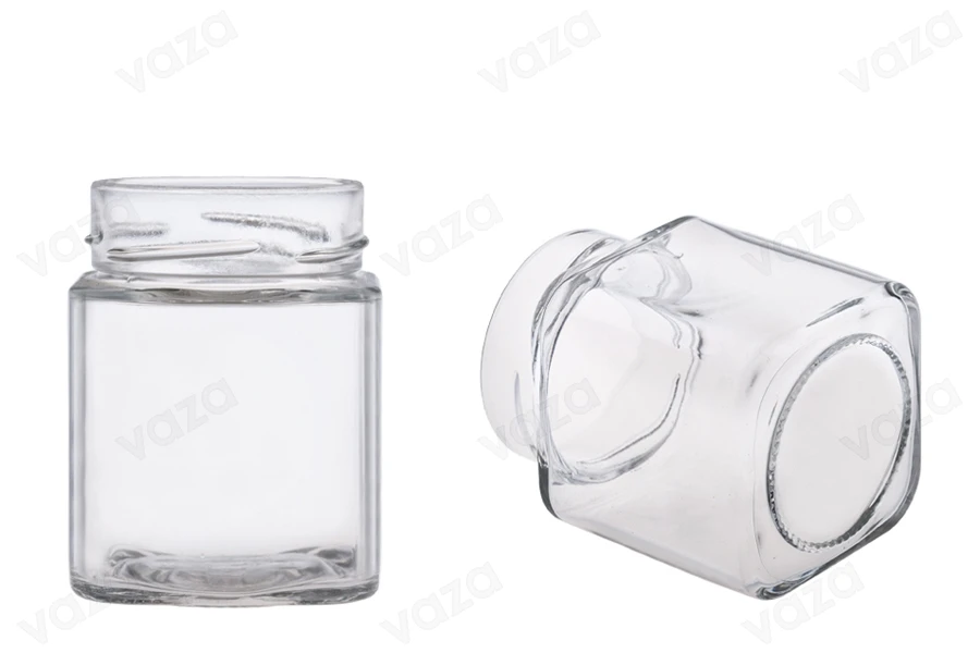 Viereckiges Glas für Honig 314 ml T.O 70 DEEP Viereckiges Glas für Honig 314 ml T.O 70 DEEP-bildabmessungen