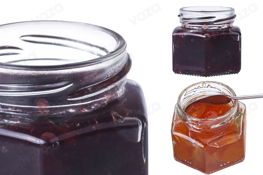 Γυάλινο εξάγωνο βαζάκι 106 ml - 30 τμχ-εικόνα_σύνθεση