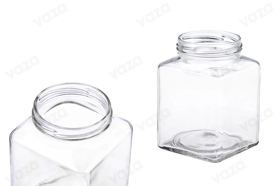 Viereckiges Glas für Soßen, Honig und Süßigkeiten 580 ml (T.O. 70)-εικόνα_διαστάσεις