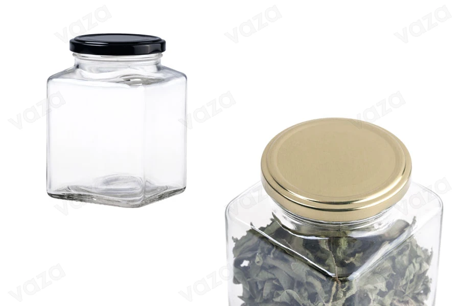 Viereckiges Glas für Soßen, Honig und Süßigkeiten 580 ml (T.O. 70)-εικόνα_σύνθεση