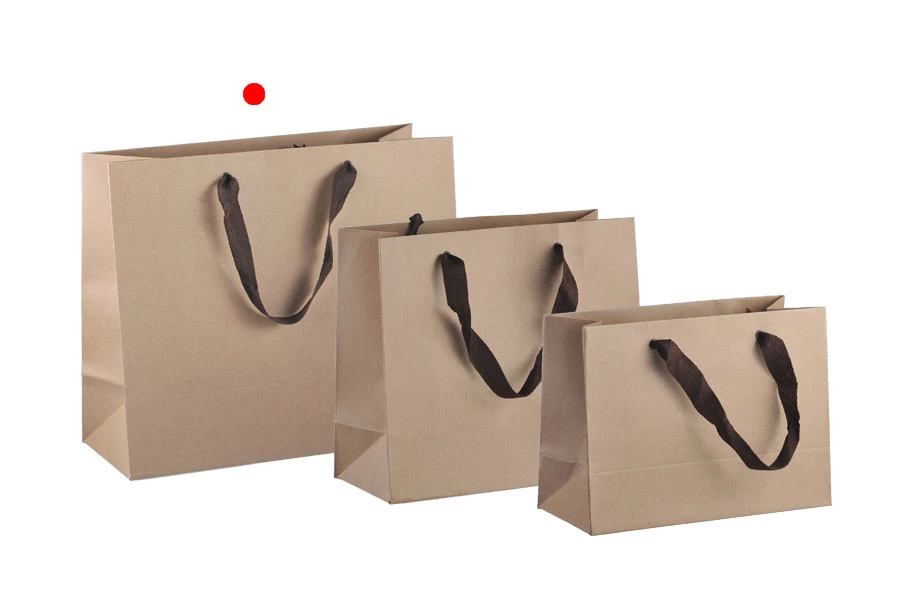 Borsa regalo in carta kraft ecologica con manico marrone - 330x140x280 Borsa regalo in carta kraft ecologica con manico marrone - 330x140x280