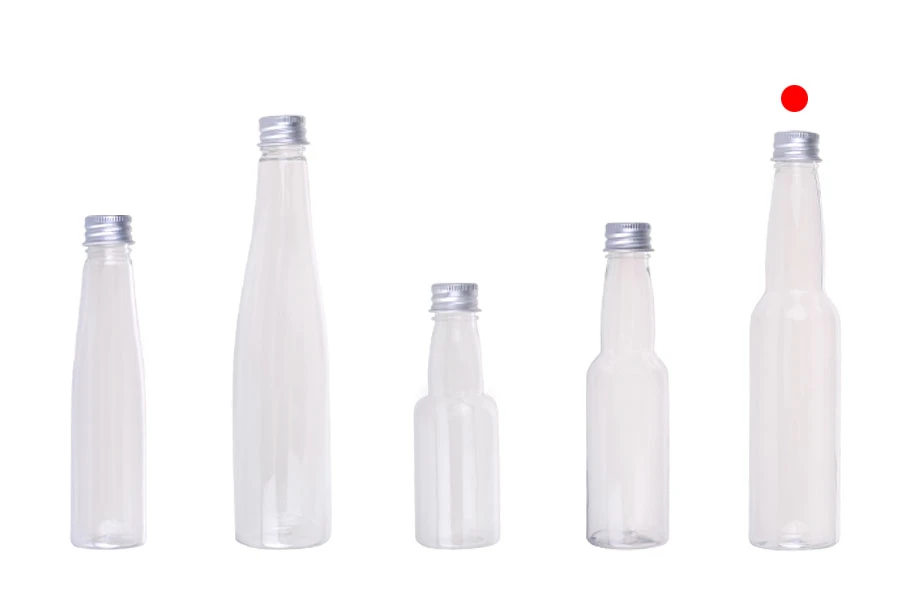 Bouteille en plastique transparent de 150 ml avec couvercle et revêtement intérieur en aluminium argenté Bouteille en plastique transparent de 150 ml avec couvercle et revêtement intérieur en aluminium argenté