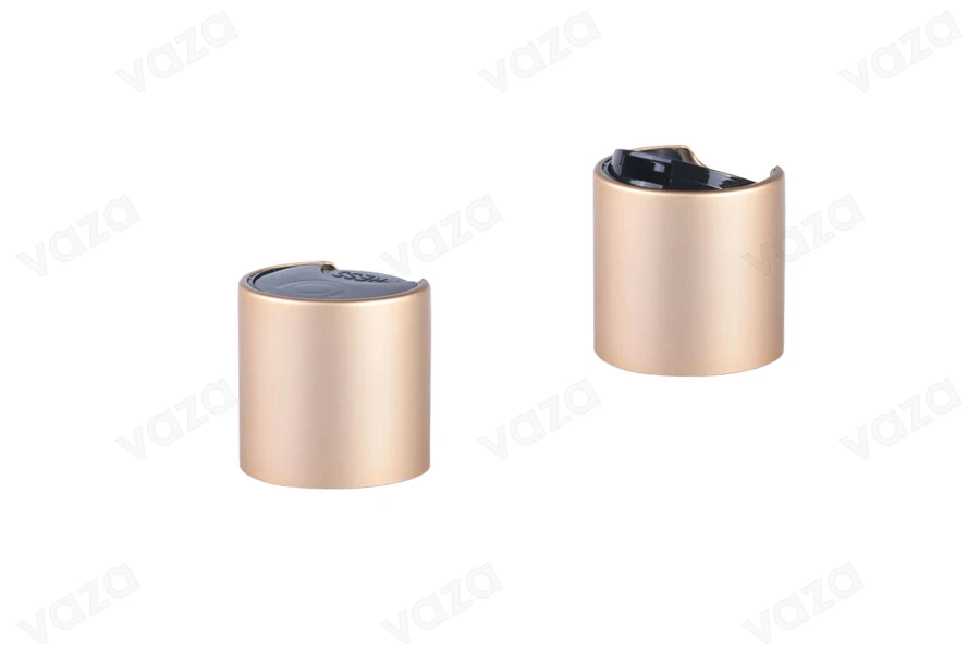 Tappo in plastica Disk Top PP28 con rivestimento in alluminio rame opaco con nero Tappo in plastica Disk Top PP28 con rivestimento in alluminio rame opaco con nero-