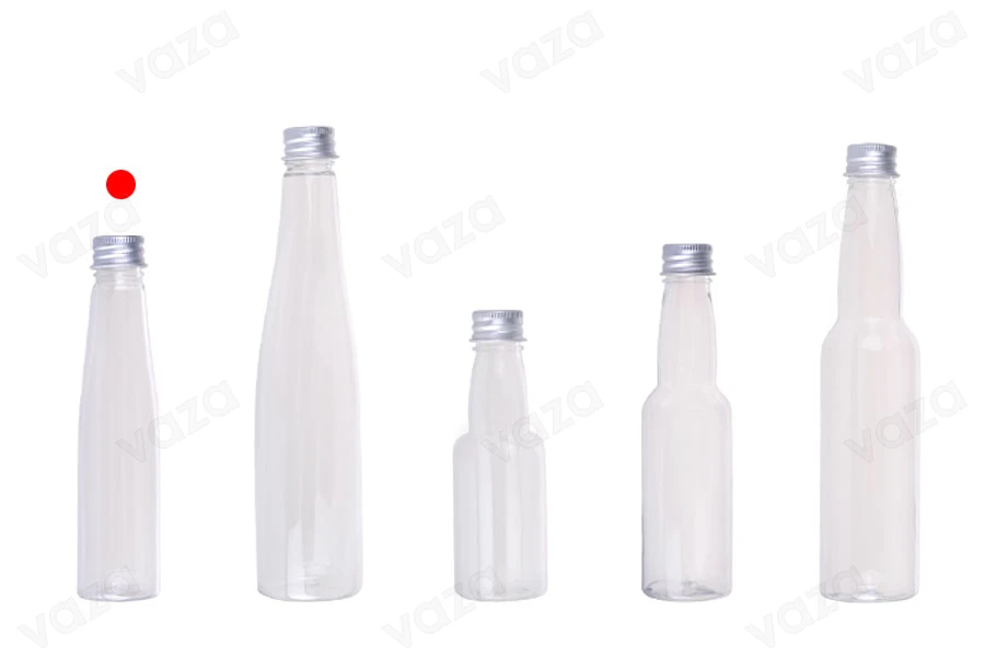 Μπουκαλάκι πλαστικό διάφανο 85 ml με ασημί αλουμινένιο καπάκι και εσωτερικό liner-εικόνα_σύνθεση