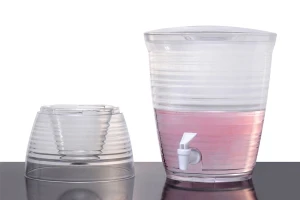 Plastischer Behälter 10 Liter mit breiter Mündung und mit weißem plastischen Wasserhahn-bildabmessungen