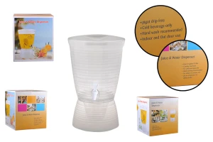 Plastischer Behälter 10 Liter mit breiter Mündung und mit weißem plastischen Wasserhahn-bildgruppe