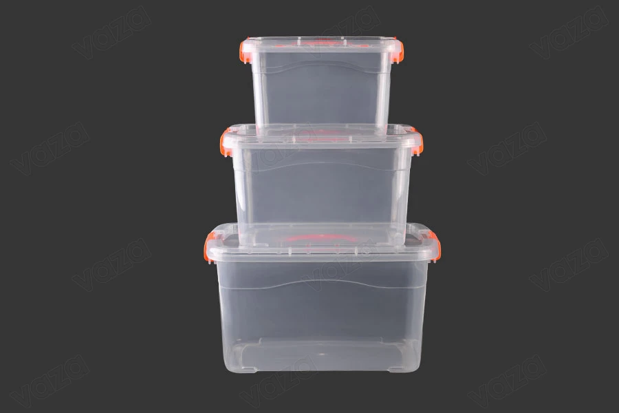 Boîte de rangement en plastique transparente - 410 x 290 x 220 Boîte de rangement en plastique transparente - 410 x 290 x 220-photo_groupe