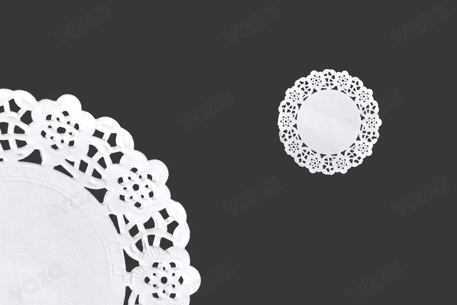White paper doyleys with a lace pattern to decorate jars and small bottles, 90 mm - 100 pcs White paper doyleys with a lace pattern to decorate jars and small bottles, 90 mm - 100 pcs-image_product