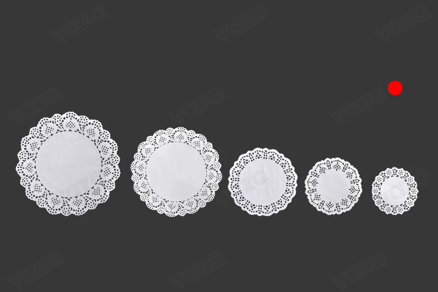 White paper doyleys with a lace pattern to decorate jars and small bottles, 90 mm - 100 pcs White paper doyleys with a lace pattern to decorate jars and small bottles, 90 mm - 100 pcs-image_dimensions