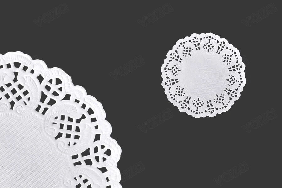 White paper doyleys with a lace pattern to decorate jars and small bottles, 114 mm - 100 pcs-image_product
