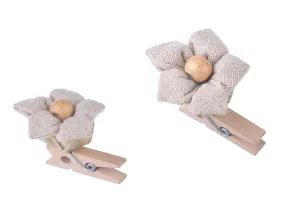 Handgemachte Blumen aus Stoff mit Holzperle für Dekoration -Packung mit 6 Stücken-1