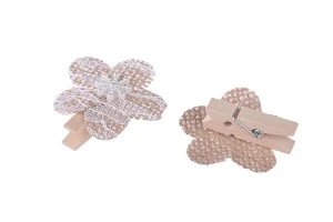 Handgemachte Blumen aus Spitzenstoff mit Klammer für Dekoration- in Packung mit 6 Stücken-1