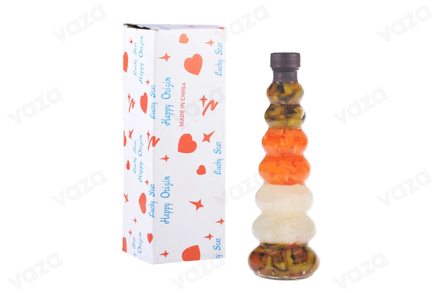 Glasflasche mit Gemüse für die Dekoration der Küche-270 ml Glasflasche mit Gemüse für die Dekoration der Küche-270 ml-bildabmessungen