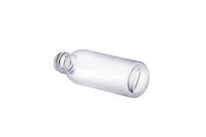 Bottiglietta trasparente in PET da 55 ml per creme/oli/shampoo con tappo in PP 20-2
