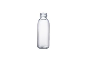 Bottiglietta trasparente in PET da 55 ml per creme/oli/shampoo con tappo in PP 20-3