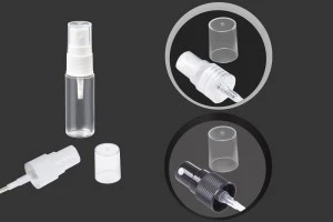 Flacon en plastique de 15 ml transparente avec bouchon en PP 18-8
